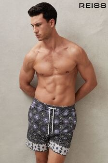 Reiss Black Multi Arizona Medallion Print Drawstring Swim Shorts (914098) | $120