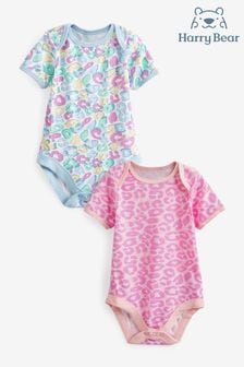 Harry Bear Pink Animal Print Baby 100% Cotton Bodysuits 2 Pack (914177) | $31