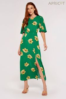 Apricot Green Floral Angel Sleeve Midi Dress (914879) | NT$1,680