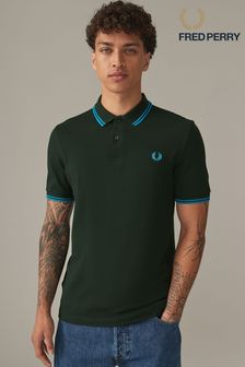 أخضر ليلي/أزرق محيطي - Fred Perry Mens Twin Tipped Polo Shirt (914973) | د.ك20