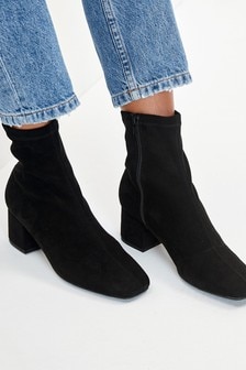 Black Microsuede Forever Comfort® Block Heel Sock Boots (915016) | 51 €