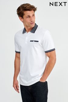 White/Navy Smart Collar Polo Shirt (915321) | ₪ 83