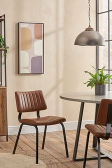 Set of 2 Faux Leather Tan Brown Aiden Non Arm Dining Chairs (915671) | €285