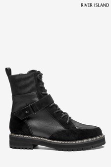 Bottes de randonné River Island noires à lacets