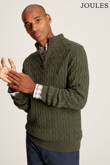 Joules Cable Knit Green Quarter Zip Jumper (916069) | $120