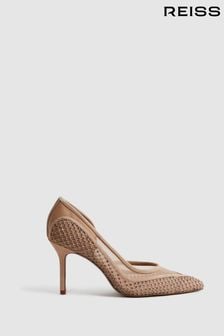 Reiss Nude Keri Embellished Mesh Court Shoes (916566) | NT$11,280