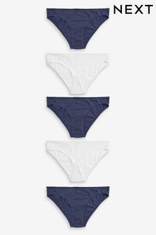 Navy/White Bikini Cotton Knickers 5 Pack (916627) | ₪ 29