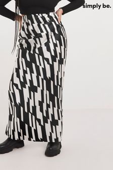 Simply Be Zebra Side Split Satin Maxi Black Skirt (916959) | €18.50