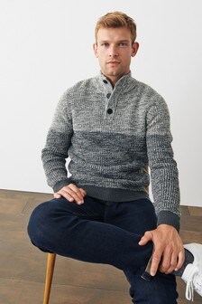 Suéter con cuello abotonado colour block