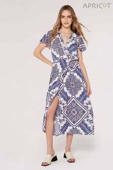 Apricot Blue Multi Folk Scarf Angel Sleeve Midaxi Dress (917488) | €44