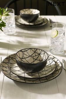 12 Piece Monochrome Sebbi Dinner Set (917491) | 270 QAR