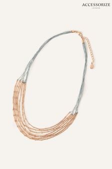 Accessorize Green Layered Thread and Bar Necklace (917556) | kr260