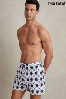 Reiss White/Blue California Printed Swim Shorts (917608) | kr1 250