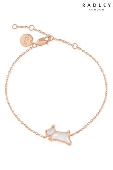 Radley Ladies 18ct Rose Gold Tone Park Place Sterling Silver Clear Stone Jumping Dog Bracelet (917736) | TRY 2.057