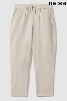 Reiss Stone Wilfred Teen Linen Drawstring Tapered Trousers (917773) | €72