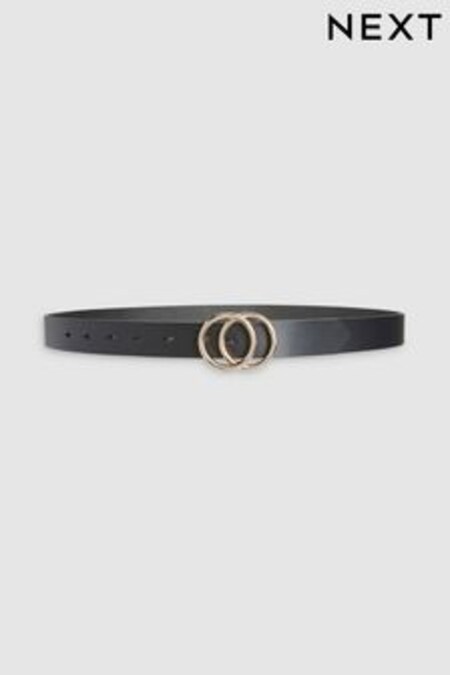 Black Leather Circle Buckle Jeans Belt (917774) | €16