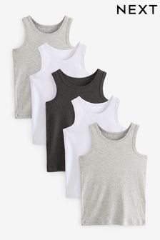 Grey - Organic Cotton Vests 5 Pack (1.5-16yrs) (917887) | kr210 - kr290