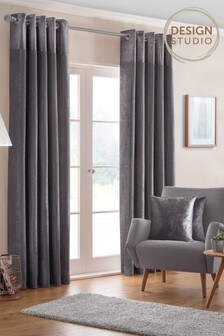 Design Studio Pewter Grey Nova Lined Eyelet Curtains (918289) | €31 - €61