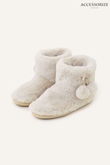 Accessorize Cream Super Soft Slippers Boots (918479) | HK$288