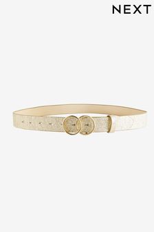 Champagne Guld - Double Circle Buckle Sparkle Regular Belt (918483) | kr200