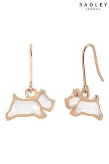 Radley Ladies 18ct Rose Gold Tone Park Place Sterling Silver ClearStone Jumping Dog Earrings (918504) | €26