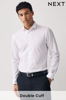 White Regular Fit Double Cuff Easy Care Textured Shirt (918740) | kr420