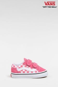 Light pink checkerboard vans old skool hotsell