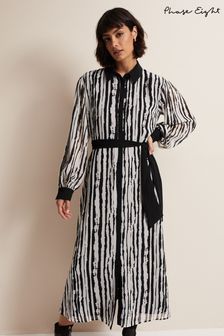 Phase Eight Serena Striped Black Midi Dress (919309) | 91 €