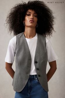 Mint Velvet Grey Pinstripe Waistcoat (919530) | kr1,285