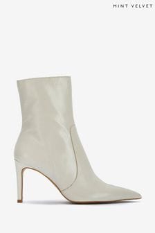 Mint Velvet Cream White Patent Ankle Boots (919918) | ₪ 749