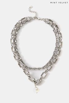 Mint Velvet Silver Tone Layered Necklace (919950) | 268 SAR