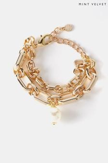 Mint Velvet Gold Tone Layered Bracelet (919982) | KRW68,300
