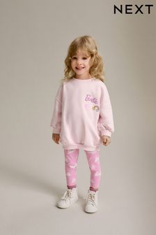 Pink Barbie Crew Sweatshirt & Leggings Set (3mths-7yrs) (920054) | OMR9 - OMR11