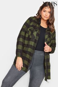 Yours Curve Green Hooded Zipped Check Shirt (920265) | TRY 1.122