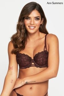Ann Summers Saintly Embroidered Padded Balcony Brown Bra (920290) | €12