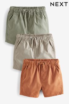 Saliegroen/kiezelkleurig/abrikoosoranje - 3 Shorts met elastische taille (3 mnd-7 jr) (921313) | €26 - €35