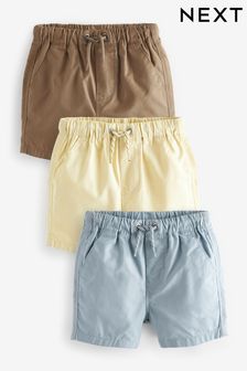 Tan/Blue/Lemon Pull On Shorts 3 Pack (3mths-7yrs) (921534) | HK$144 - HK$196