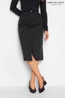 Long Tall Sally Black Midi Denim Skirt (921921) | $46