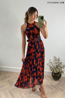 Style Cheat Luisa Halter Pleated Maxi Dress