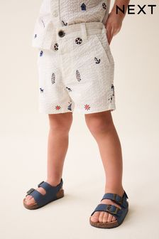 White All-Over Embroidered Chinos Shorts (3mths-7yrs) (921944) | SGD 21 - SGD 24