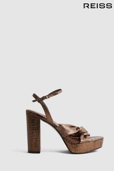 Reiss Bronze Heidi Metallic Leather Platform Heels (921961) | €95