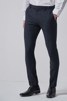 Navy/Black Super Skinny Fit Check Suit: Trousers (922023) | €9