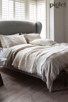 Piglet in Bed Oatmeal Stripe Linen Fitted Sheet (922088) | LEI 531 - LEI 770