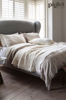 Piglet in Bed Oatmeal Stripe Linen Fitted Sheet (922088) | $153 - $221