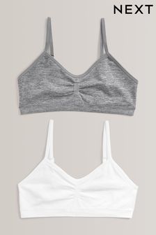 Grey/White 2 Pack Seam Free Crop Tops (7-16yrs) (922220) | AED58