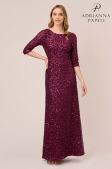 Adrianna Papell Perlenbesticktes Meerjungfrauenkleid mit 3/4-Ärmeln, Rot (922462) | 544 €