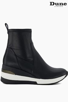 Dune London Black Stretch Leather Everette Wedge Trainers (923008) | €52