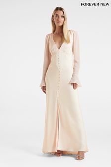Forever New Cream Willow Long Sleeve Button Down Maxi Dress (923230) | €64