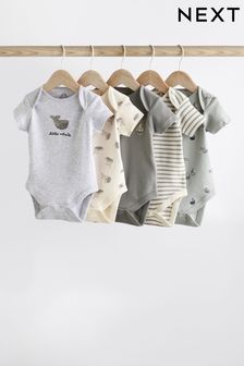 Grey Whale Baby Short Sleeve Bodysuits 5 Pack (923754) | KRW38,400 - KRW42,700