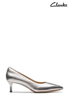 Clarks Silver Leather Adela Court Shoes (924054) | 130 €